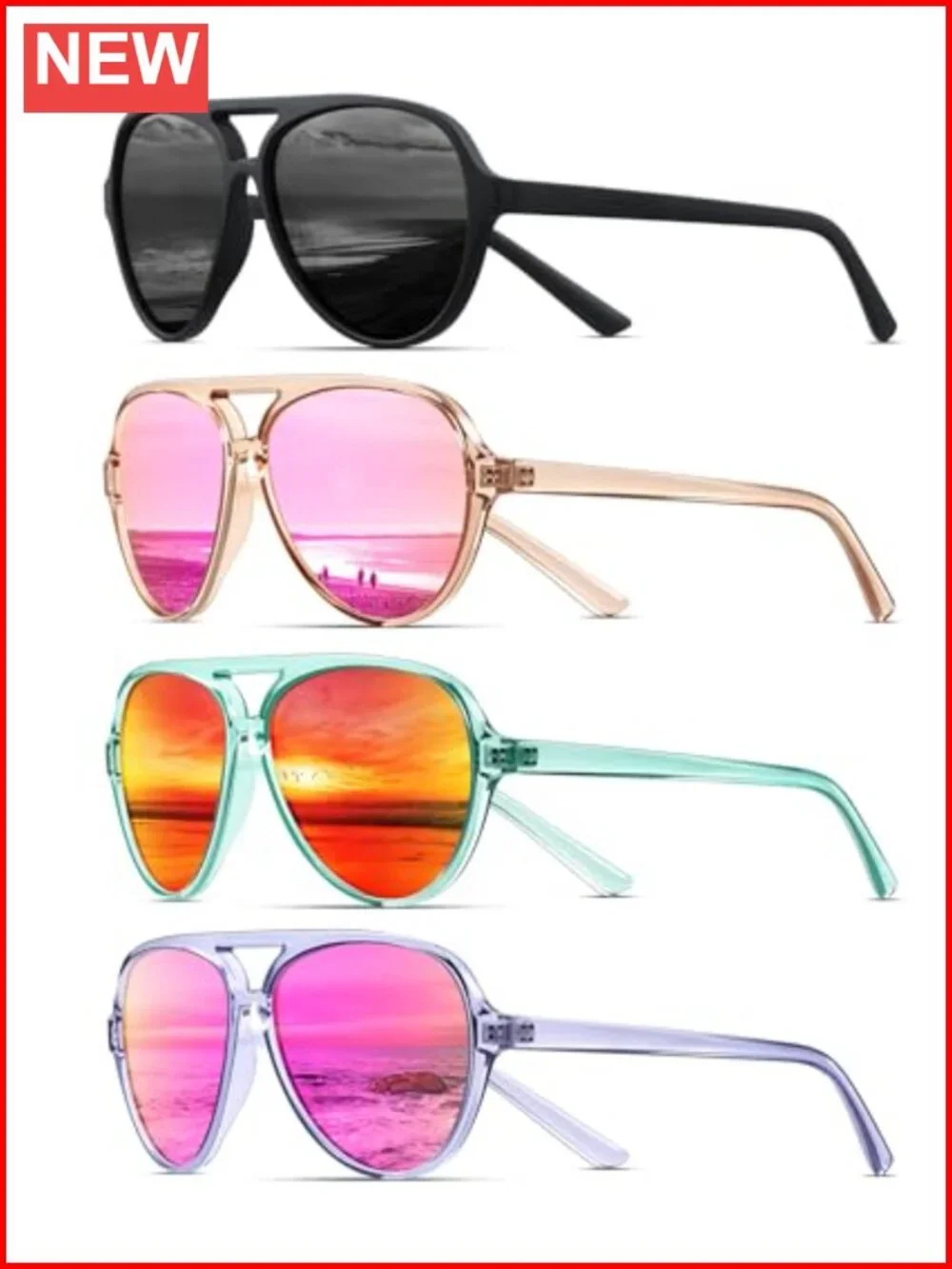 Polarized Aviator Sunglasses Sporty Style Running Sun Glasses Tangle Free Frame